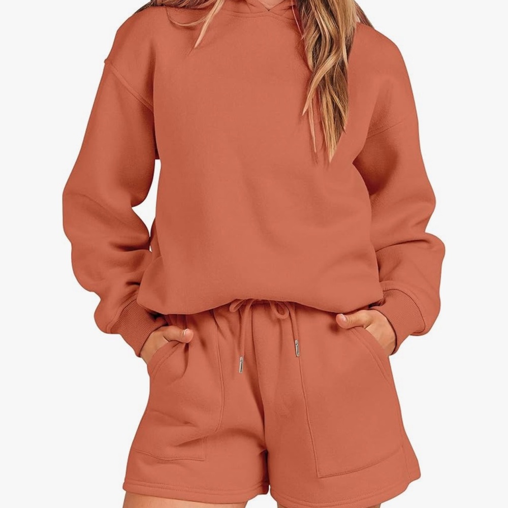 Women's Rust Hoodie and Shorts Set